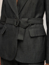Blazer cu curea din amestec de ramie image number 4