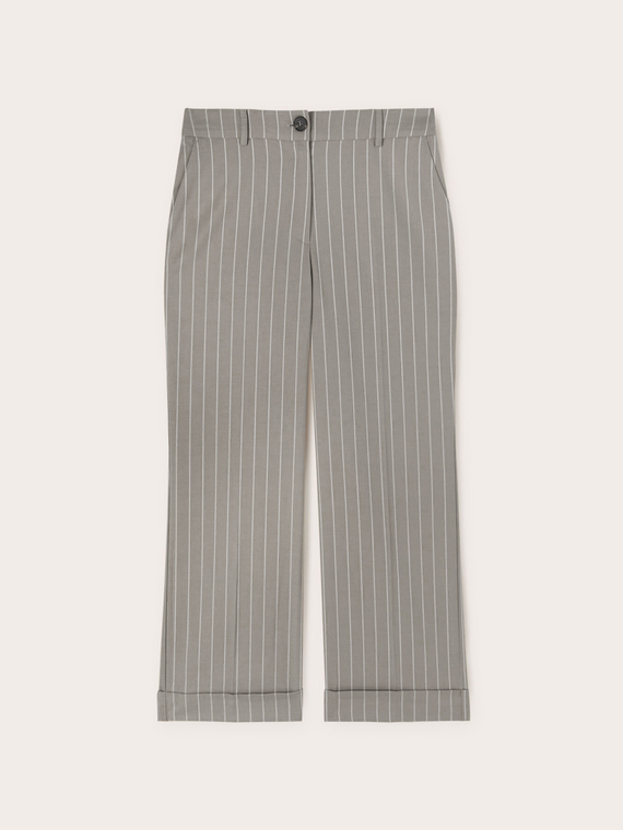 Pinstriped kick flare trousers