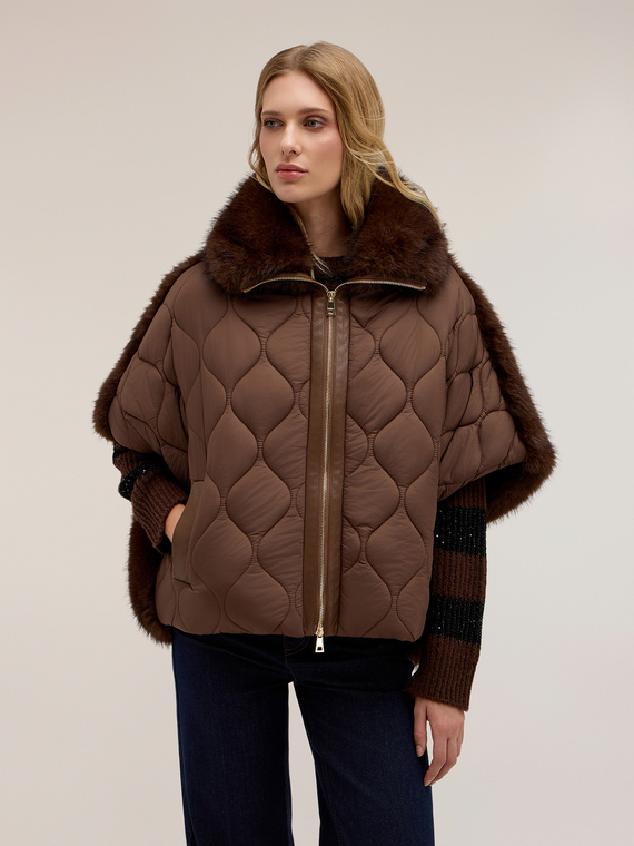 Padded cape with furry texture