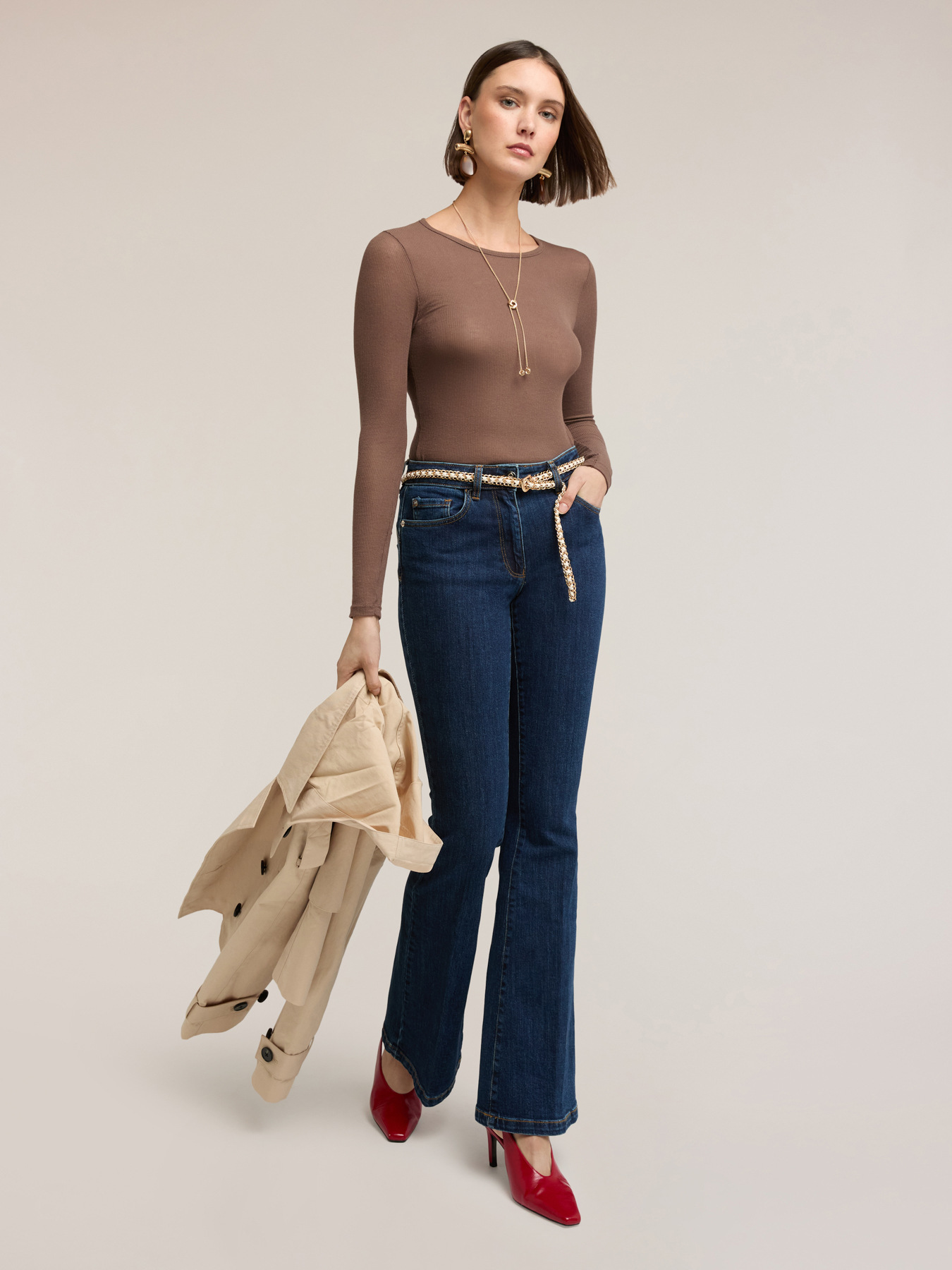 T-shirt a coste misto modal cashmere image number 0