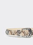 Snakeskin pattern belt with metal buckle and gemstones image number 1
