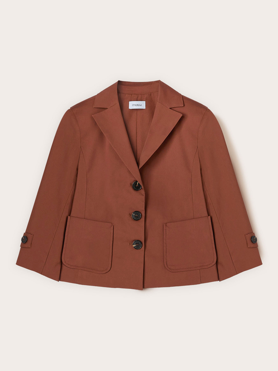 Veste manches trois-quarts en m&eacute;lange de coton
