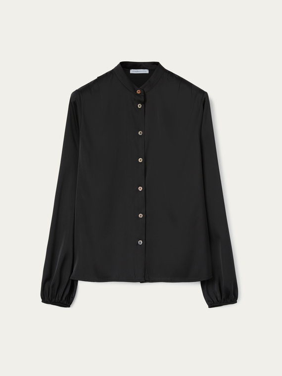 Satin shirt with pleats on the shoulders