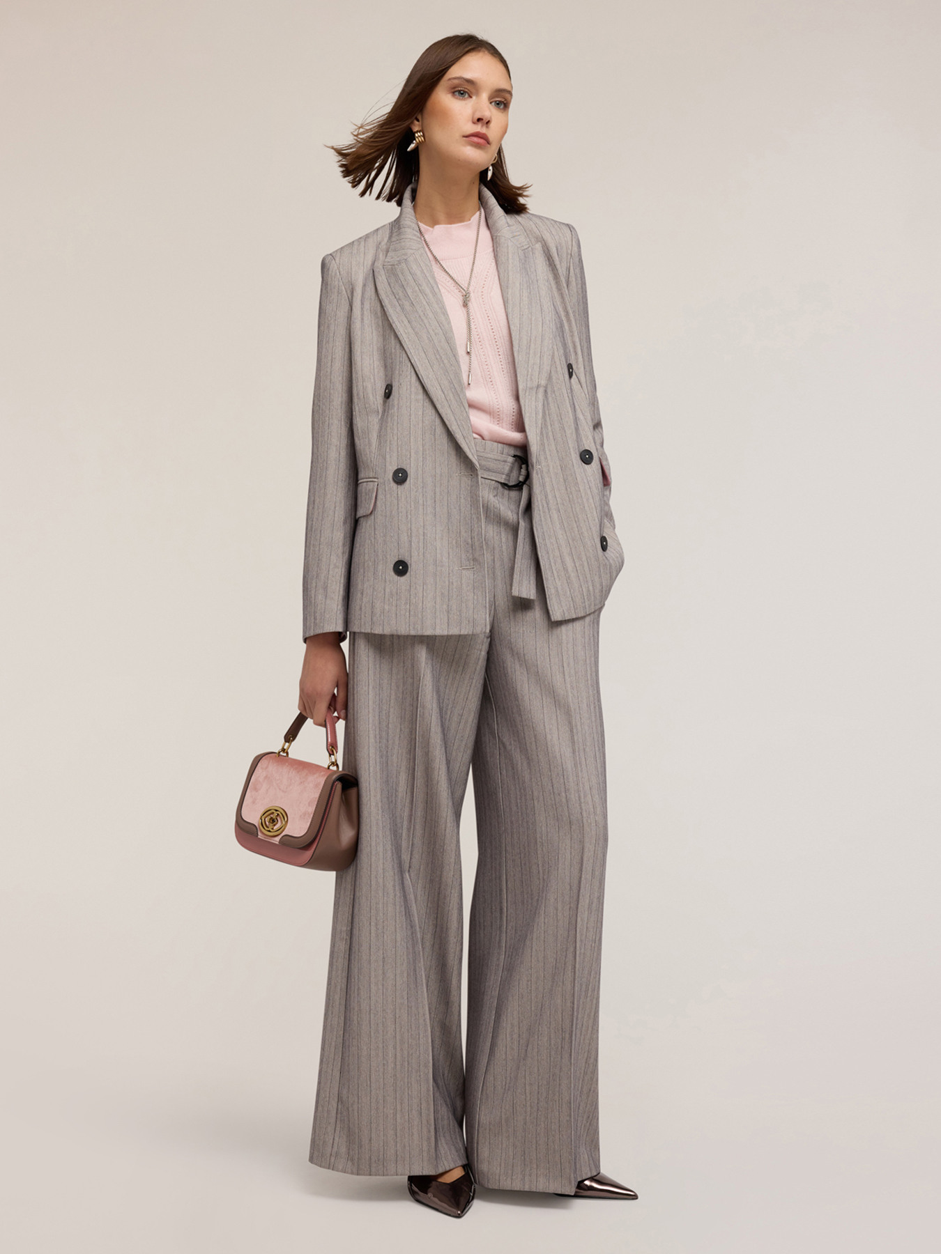 Veste structurée croisée à rayures image number 0