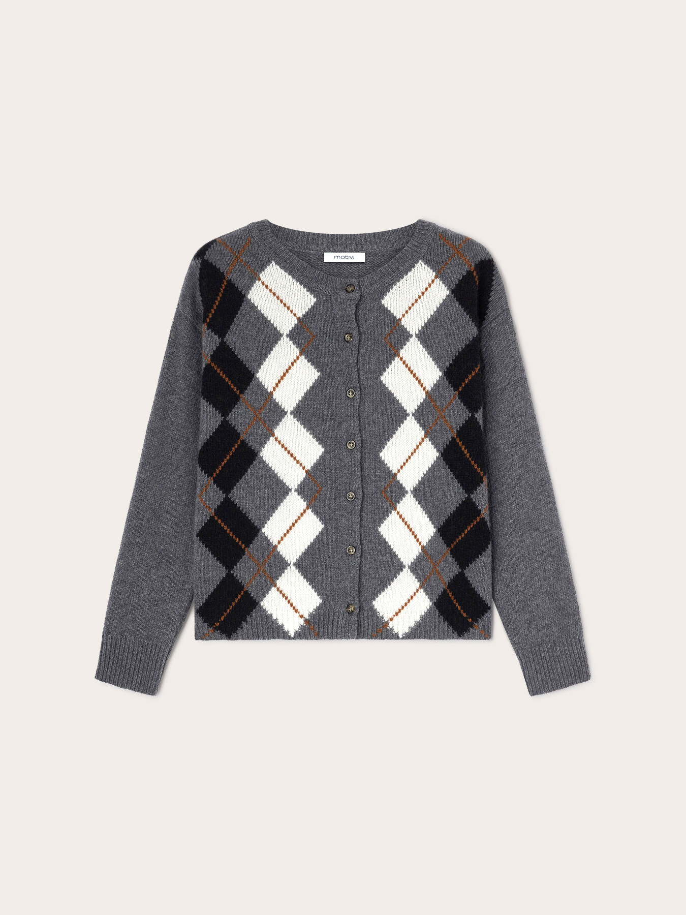 Cardigan en m&eacute;lange de laine &agrave; motif argyle image number 4
