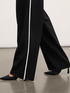 Palazzo trousers with pleats and contrasting trims image number 2