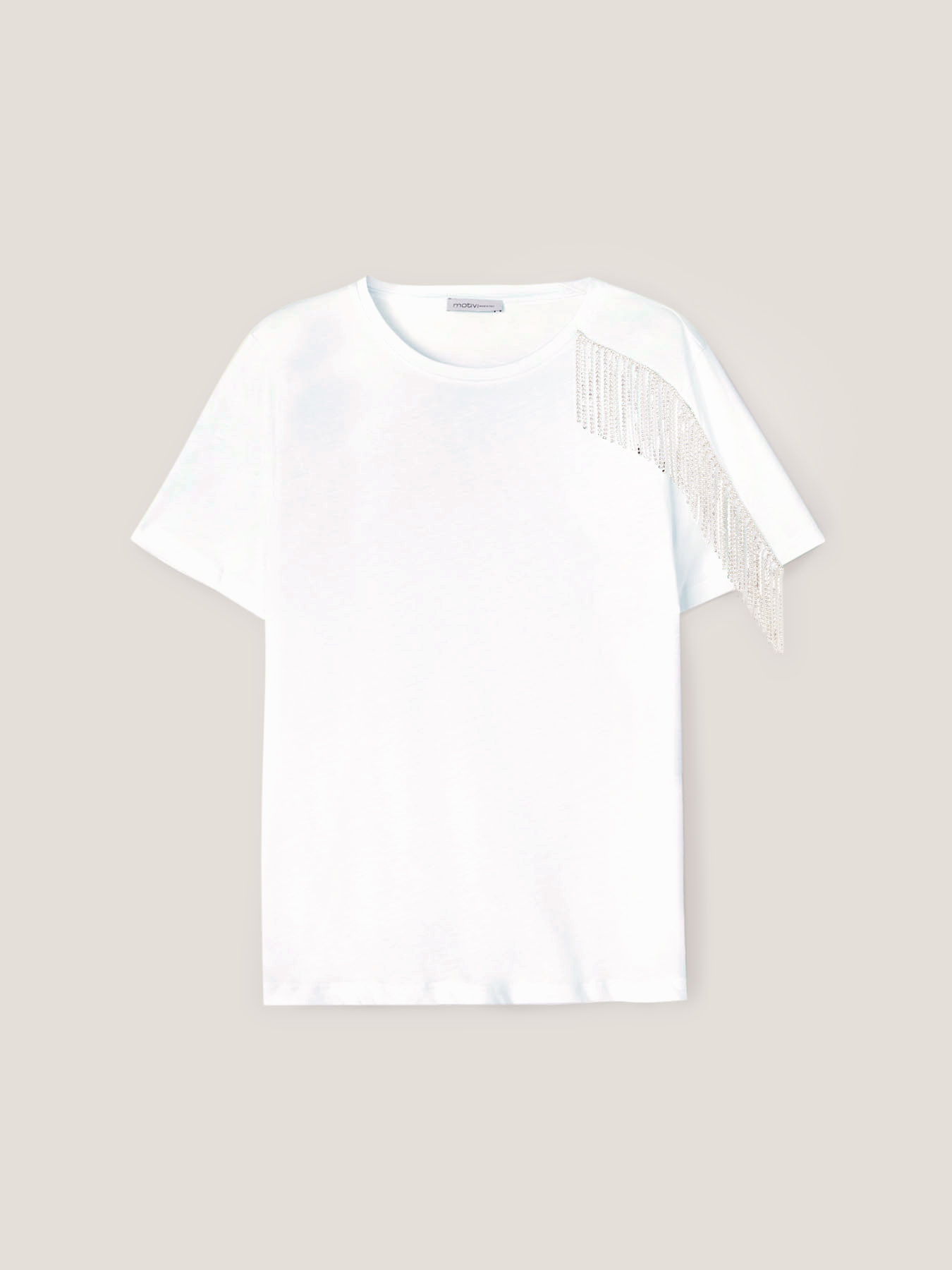 T-shirt with crystal fringes image number 4