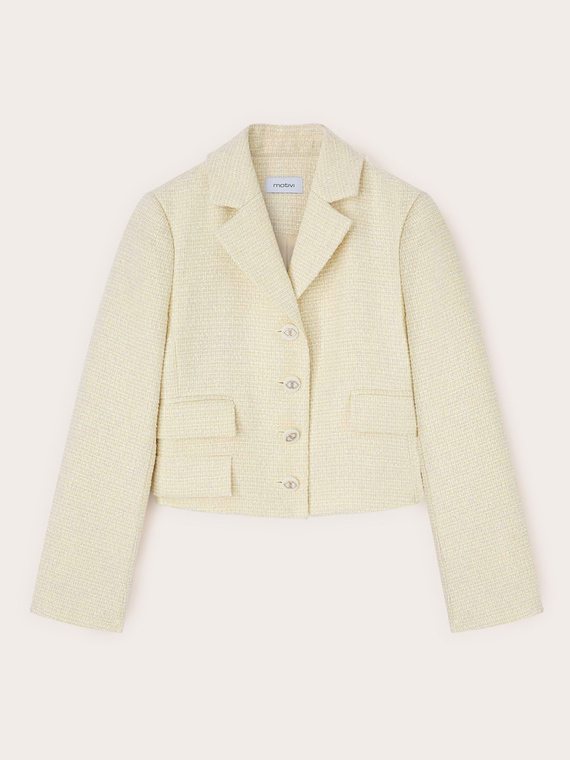 Veste courte en tissu boucl&eacute;