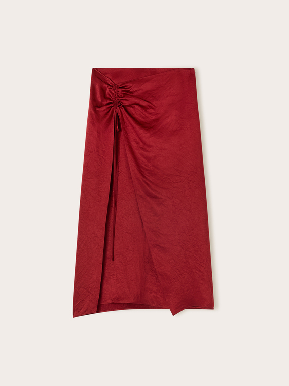 Draped satin skirt