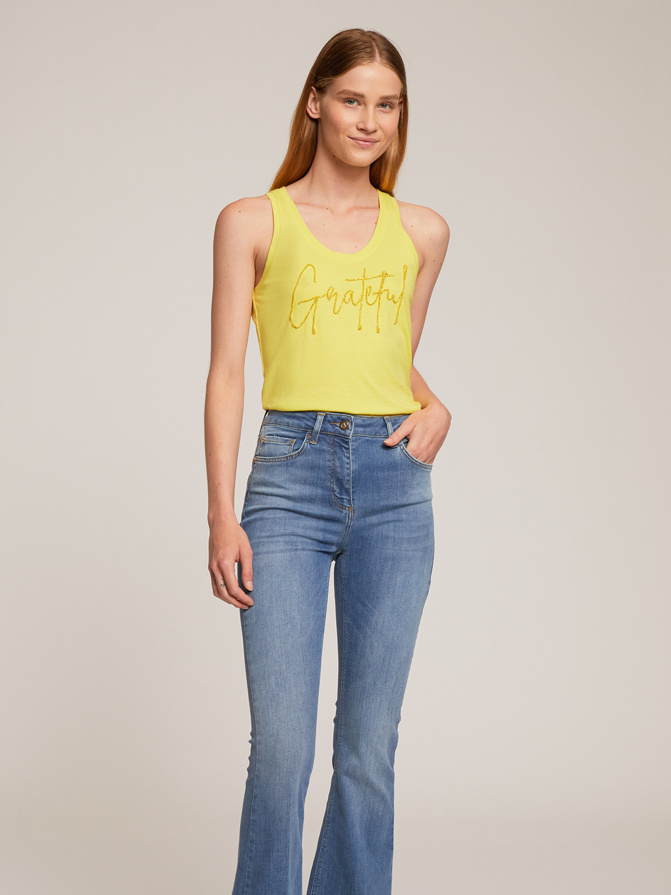 Cotton tank top with lettering image number 0