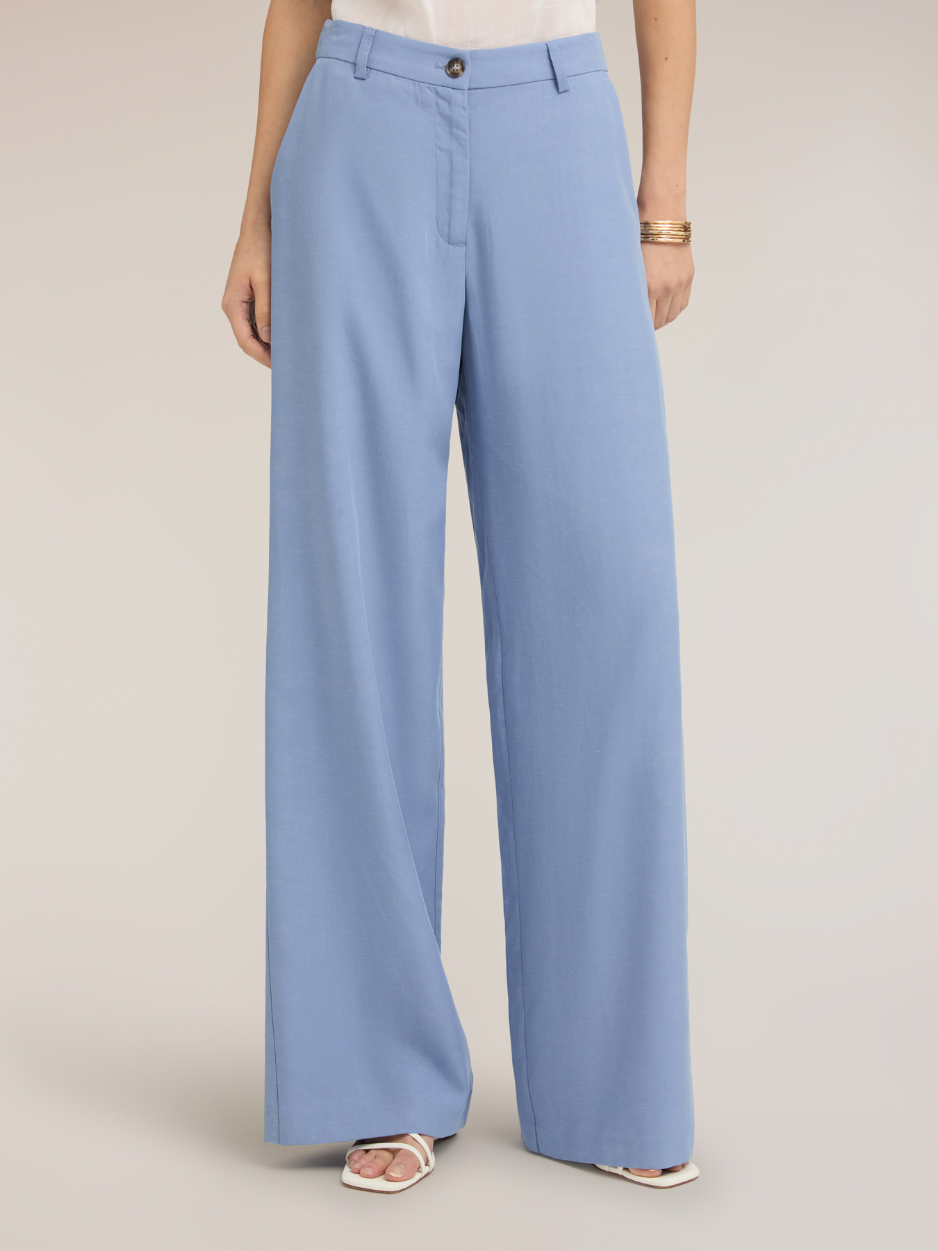 Wide-leg trousers in linen blend image number 0