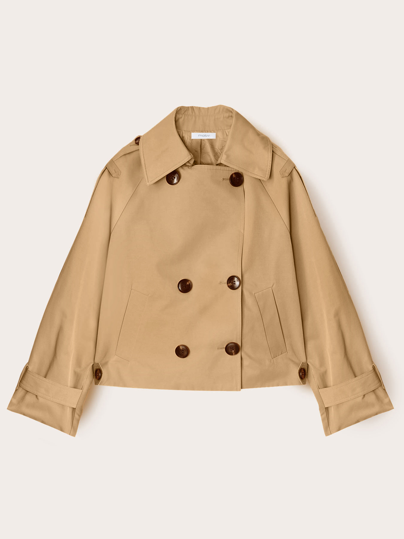 Short double-breasted trench coat image number 4