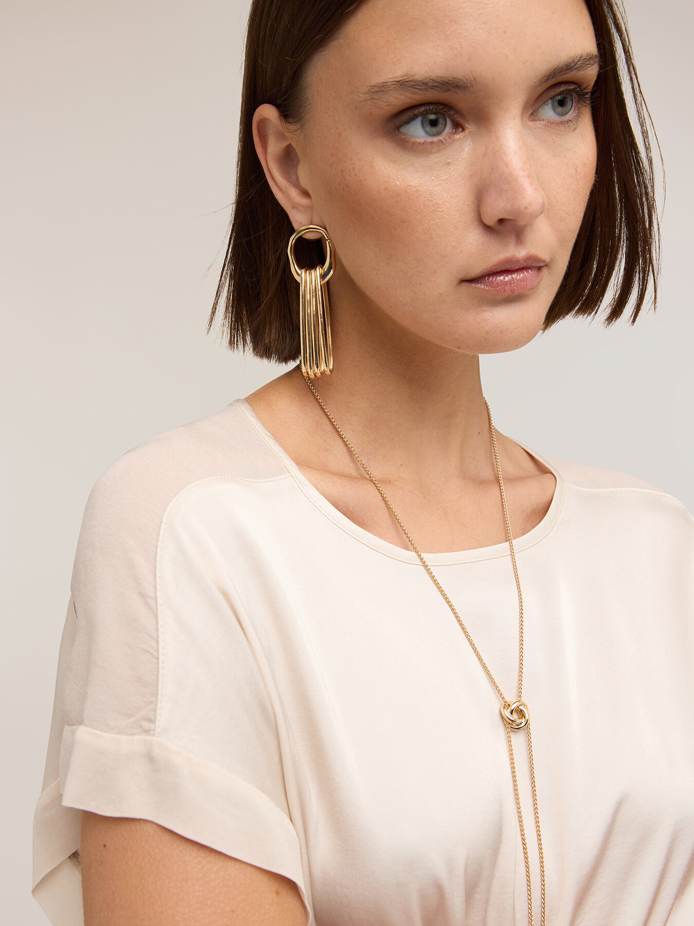 Satin blouse with boat neckline image number 3