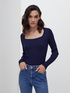 Ribbed sweater with square neckline image number 0