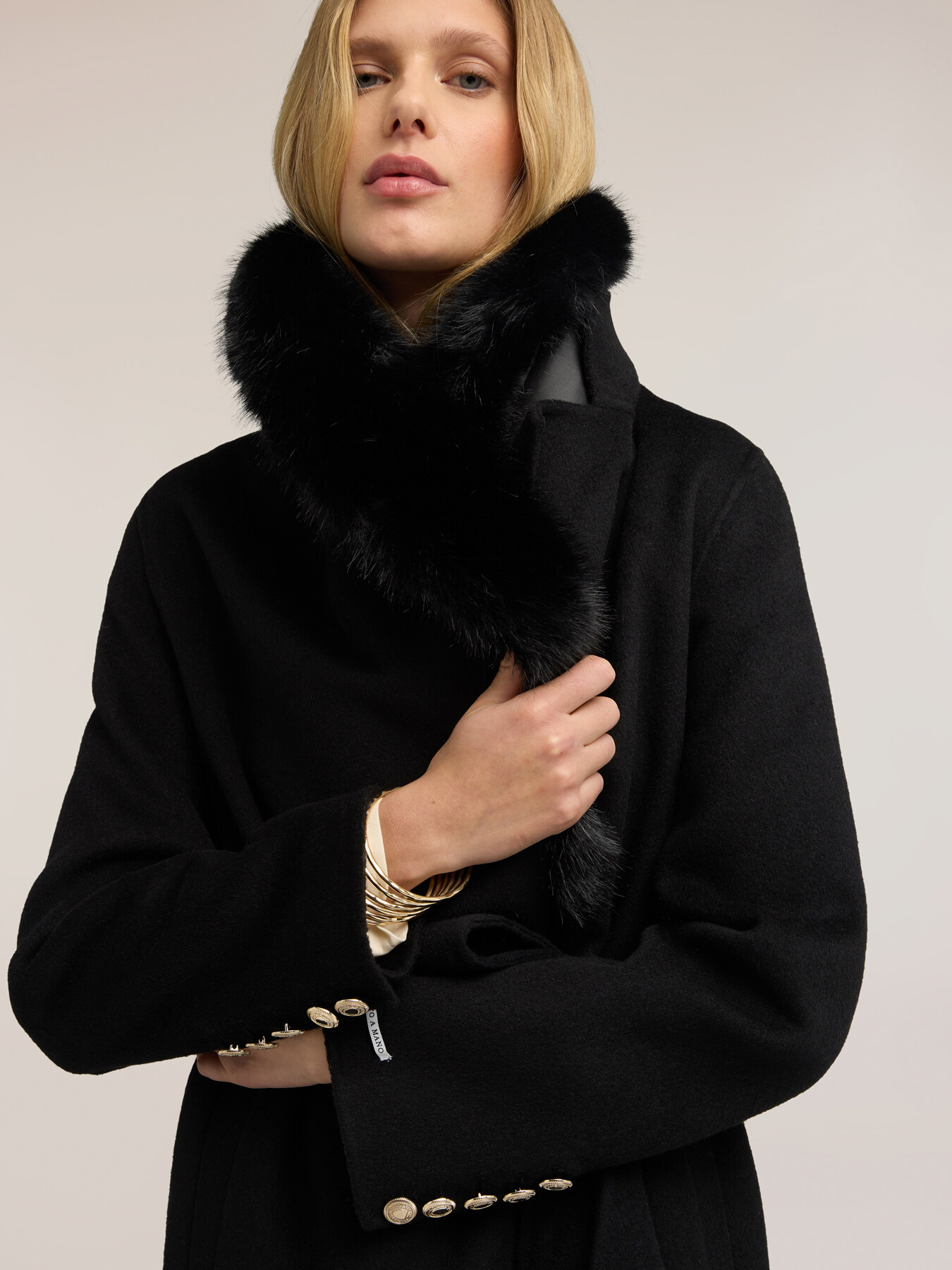 Belted coat in wool-blend double fabric image number 3