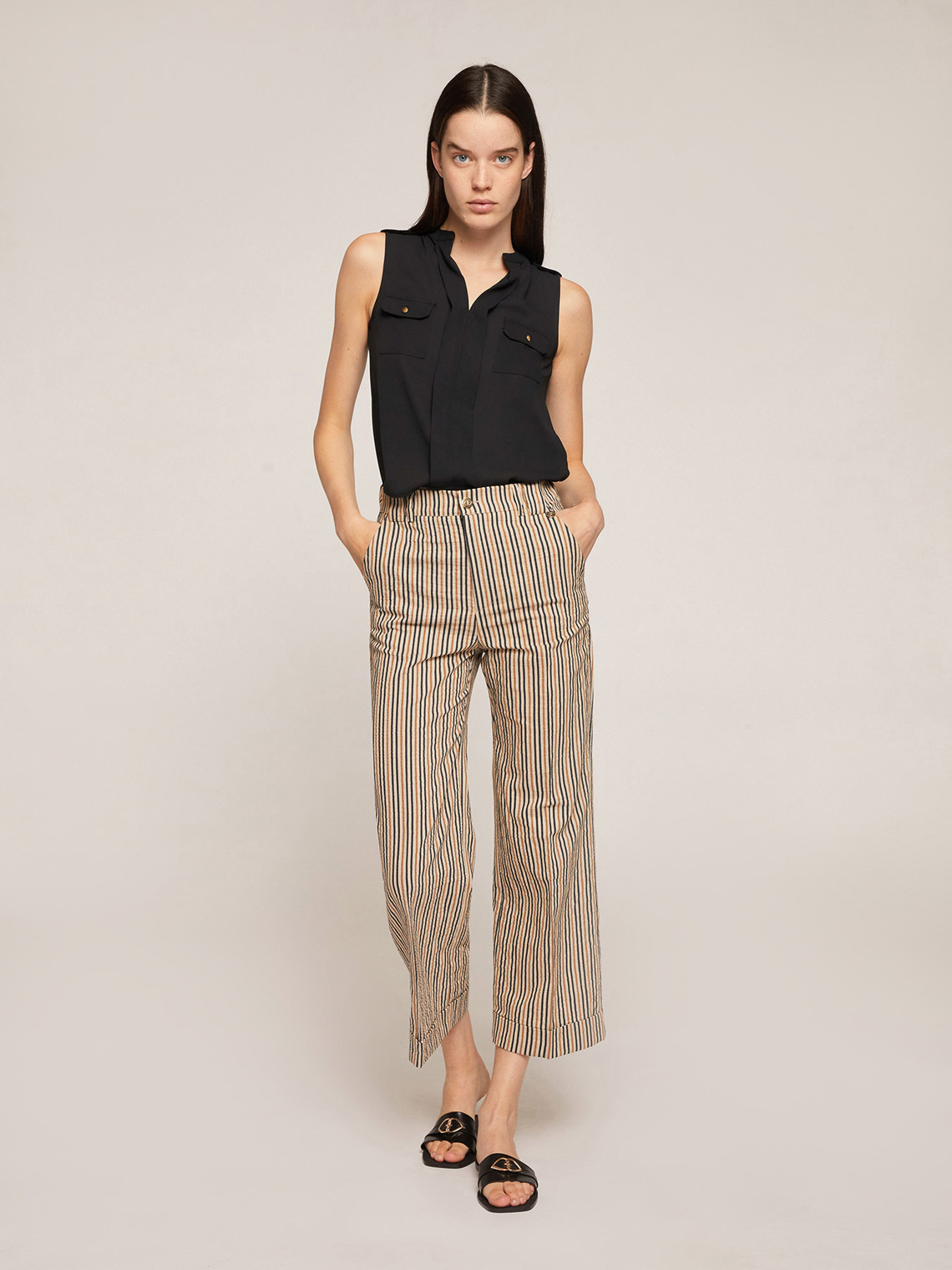 Pantaloni cropped a righe - Motivi.com