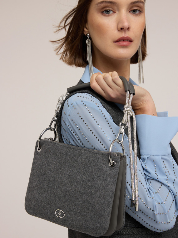 Bolso twins en tejido revestido y pa&ntilde;o