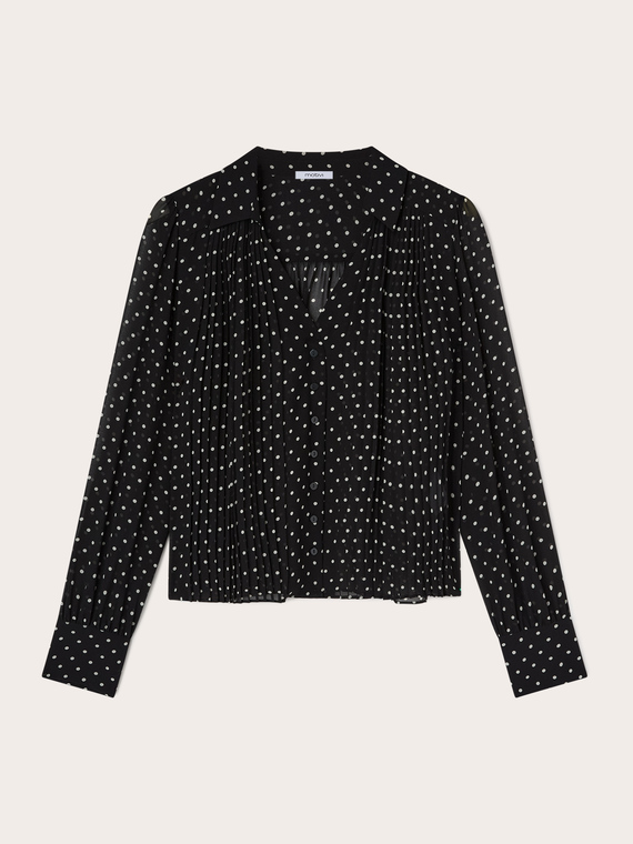 Polka dot georgette shirt with pleats