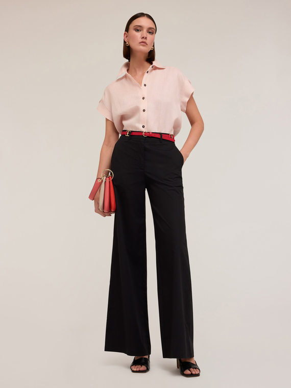 Motivi Pantaloni palazzo in cotone Donna, Nero, Taglia 36