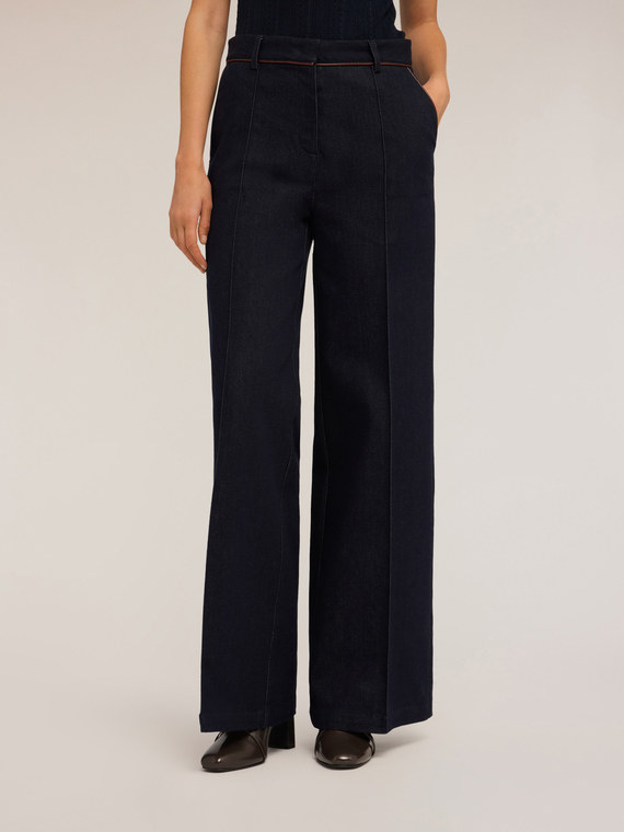 Jeans palazzo con ribete