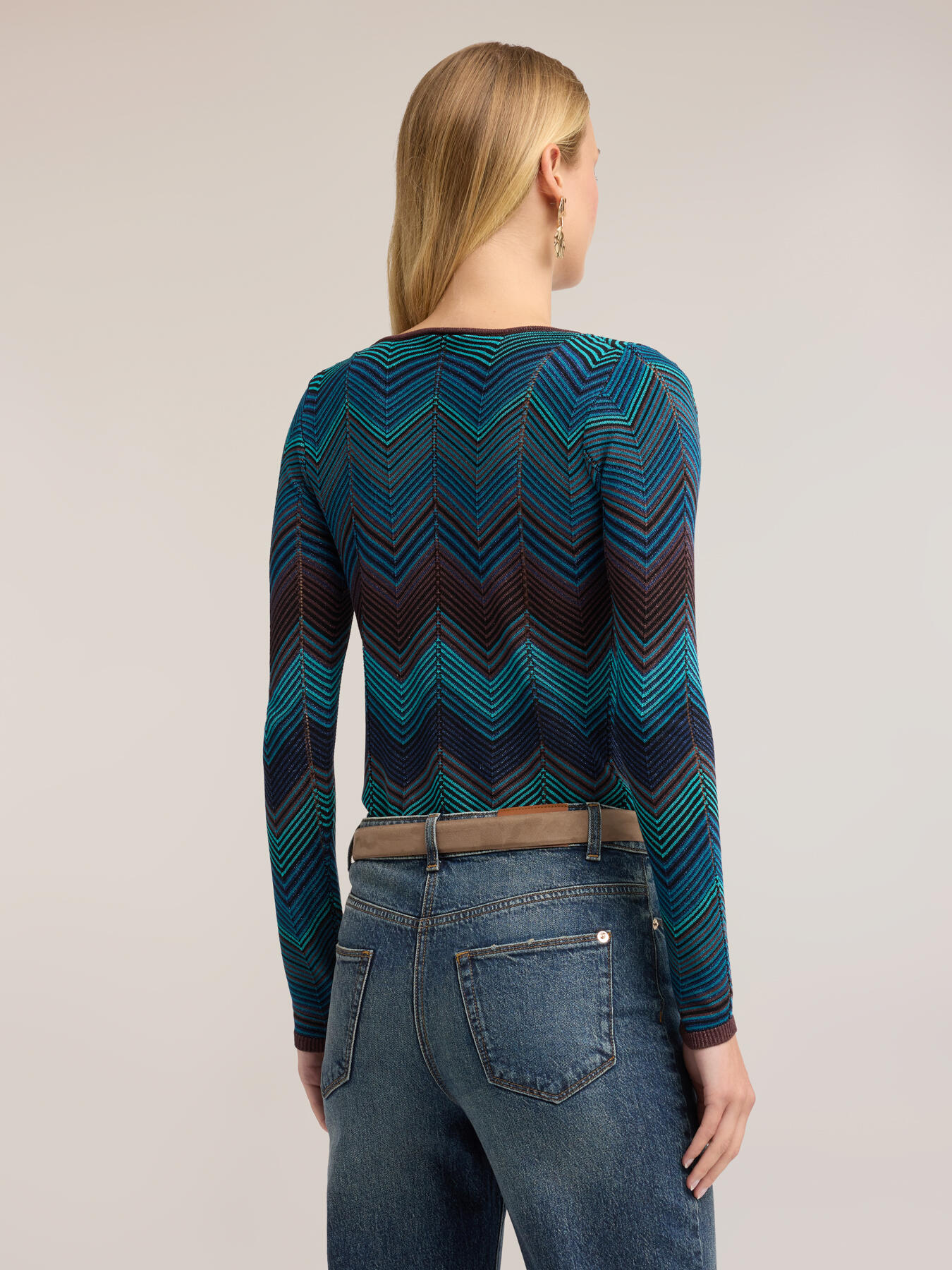 Jacquard-Strickpullover aus Viskose-Lurex-Mix image number 1