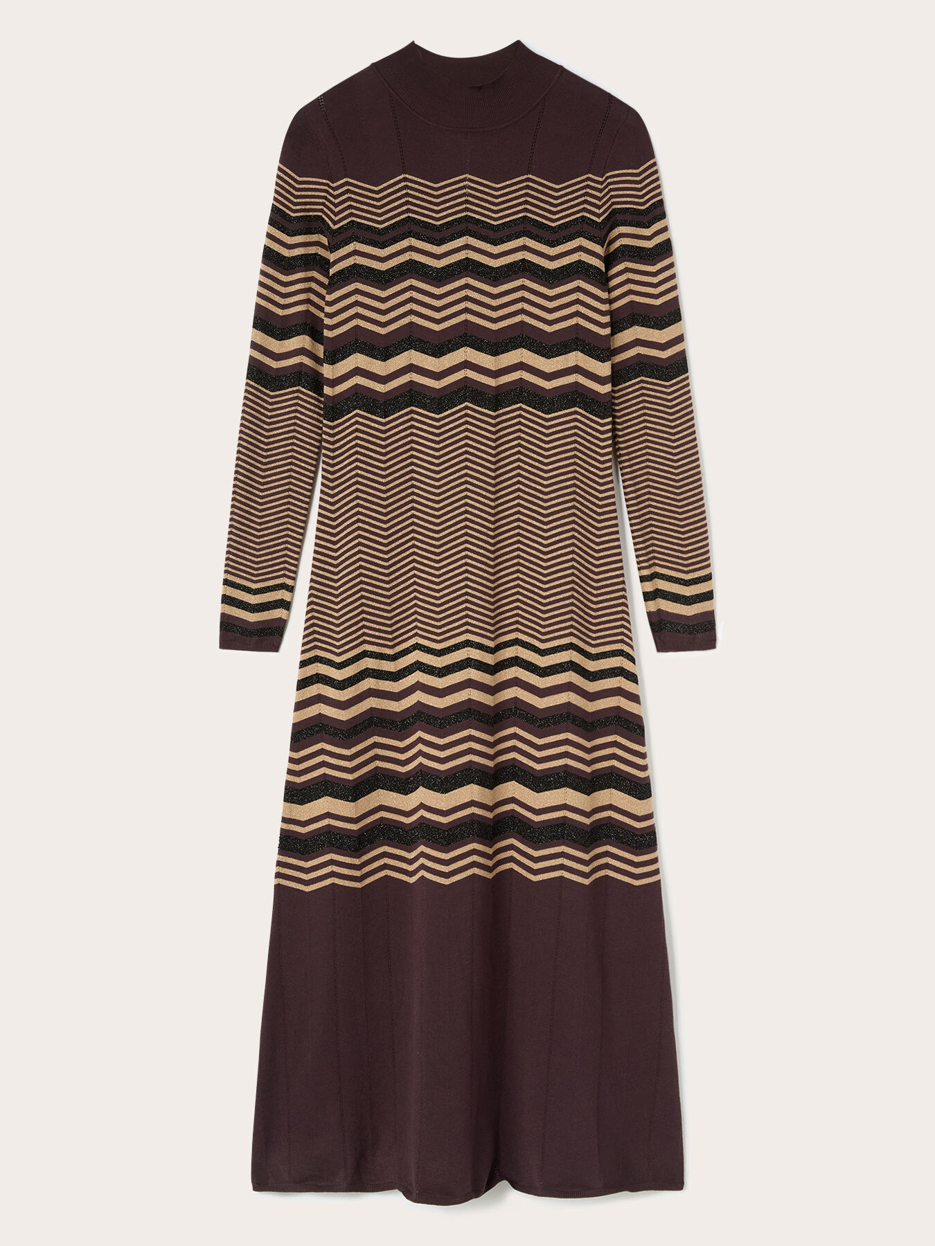 Jacquard-Strickkleid aus Lurex mit Chevron-Muster image number 4