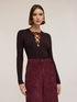 Ribbed knit top with ties in viscose blend image number 2