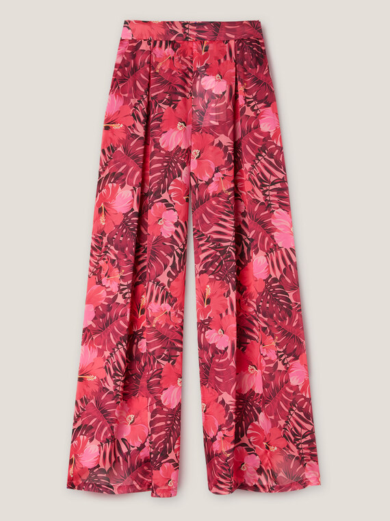 Pantalones modelo palazzo con estampado floral