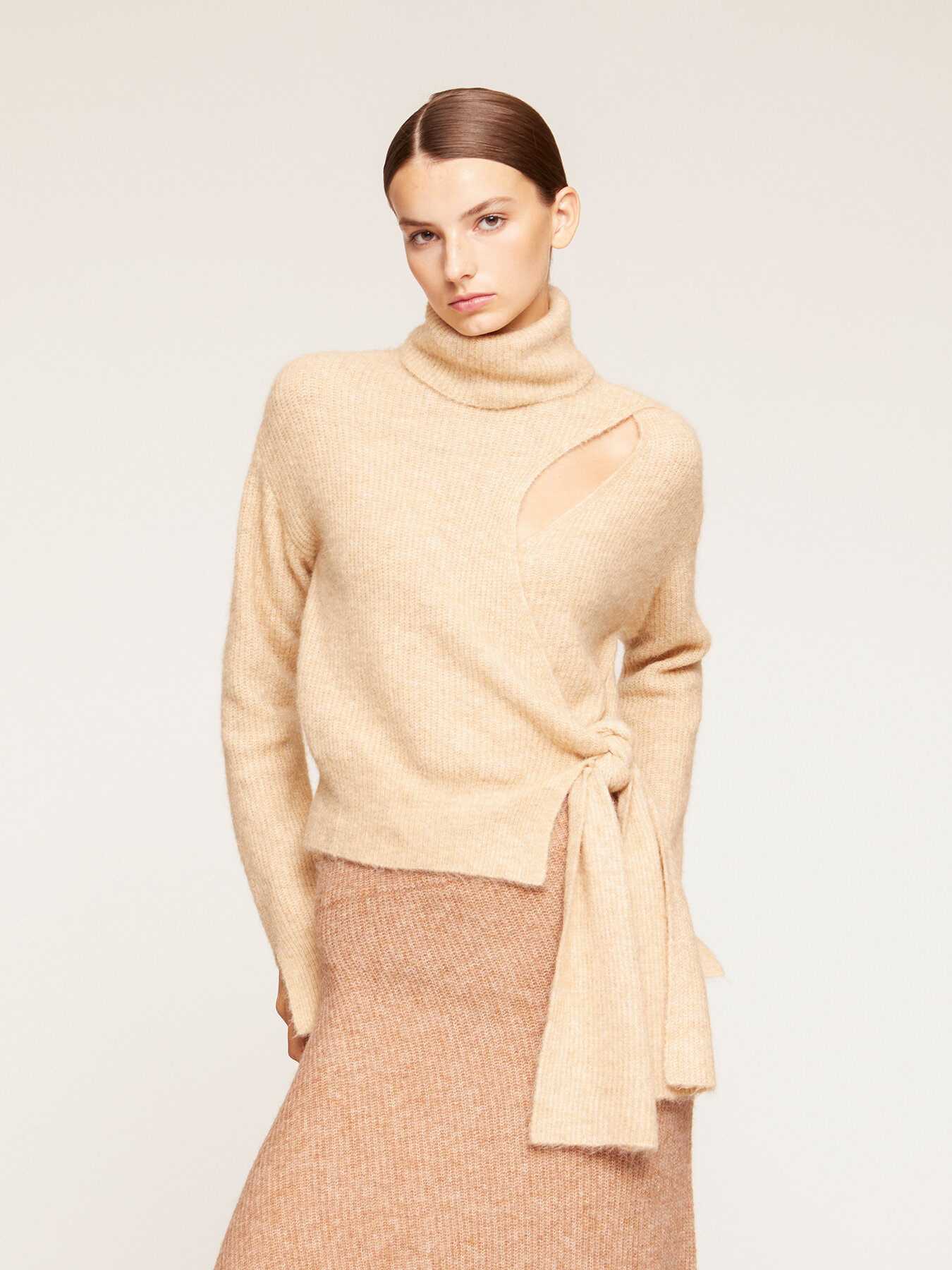 Alpaca blend turtleneck sweater with cut out feature image number 0