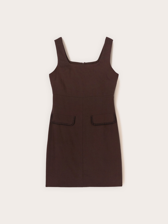 Vestido tubo de mezcla de lino con bolsillos