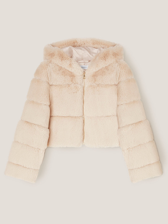 Bomber jacket with faux fur hood