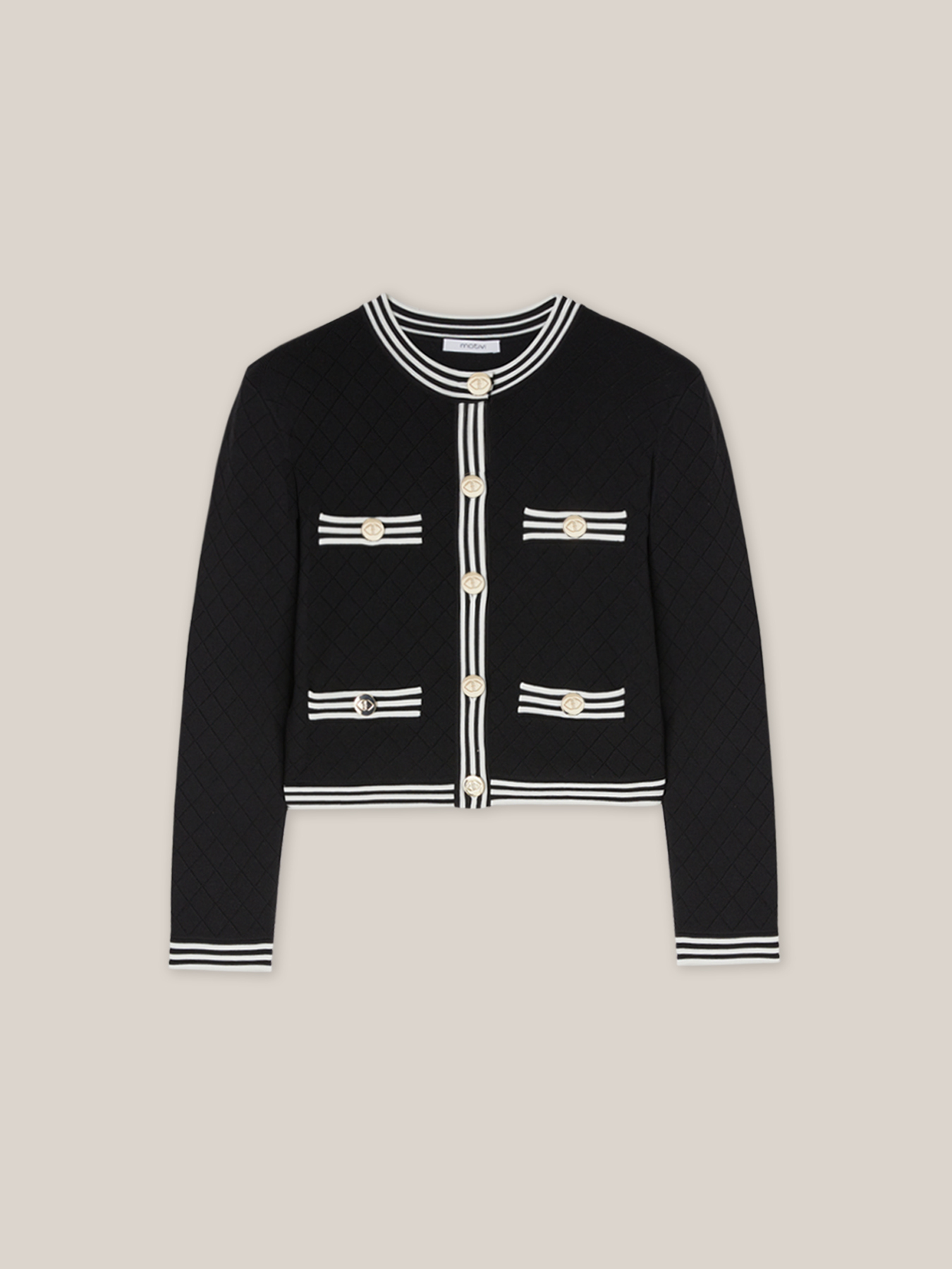 Veste en tricot avec bords &agrave; rayures image number 3