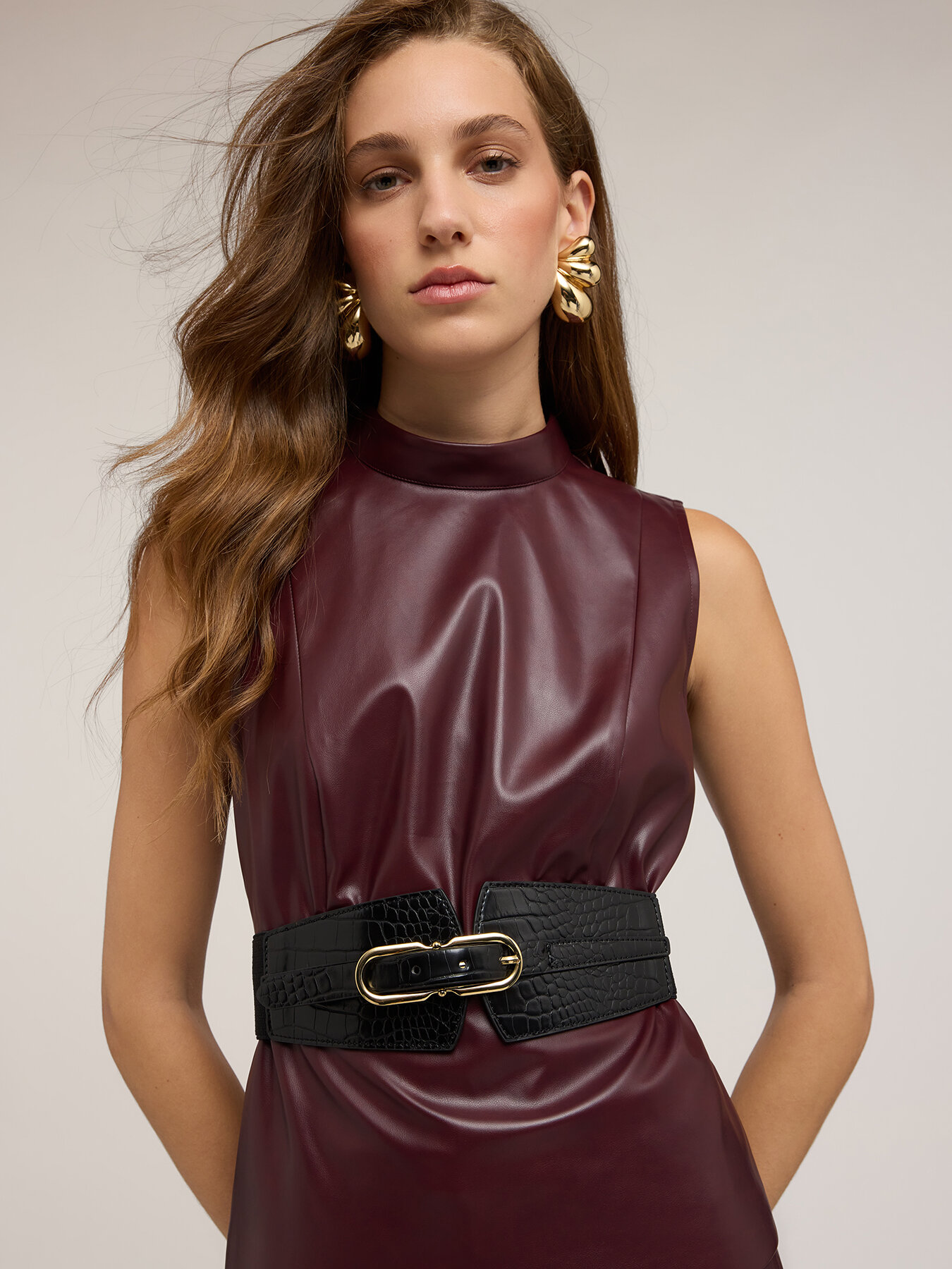 High elastic waistband with metal buckle image number 0