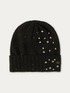 Lurex knit beanie with set stone embroidery image number 0