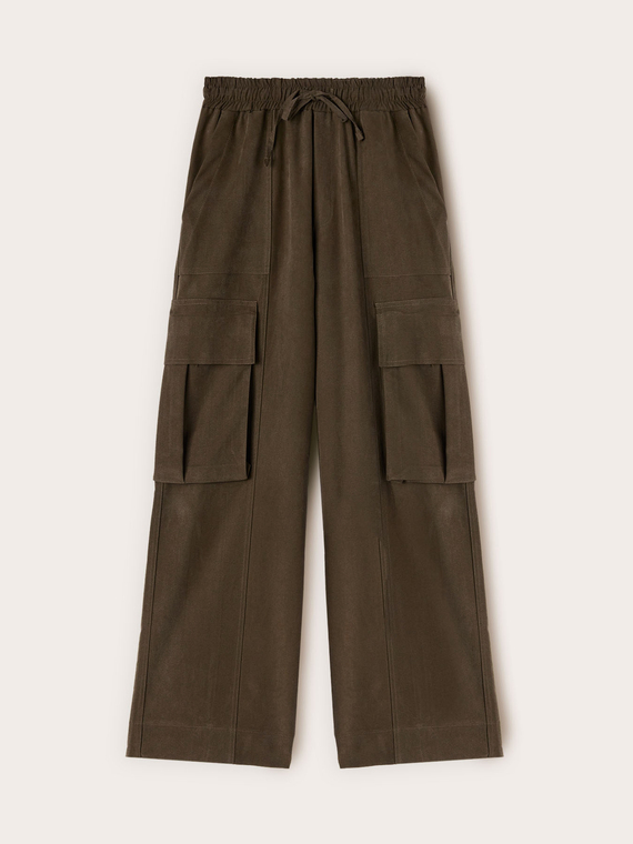 Pantaloni cargo in gabardina misto lyocell