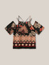 Ethnic patterned cut-out feature blouse image number 3