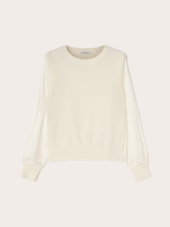 Jersey de viscosa con mangas de raso