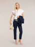 Cropped cotton blend trousers image number 0