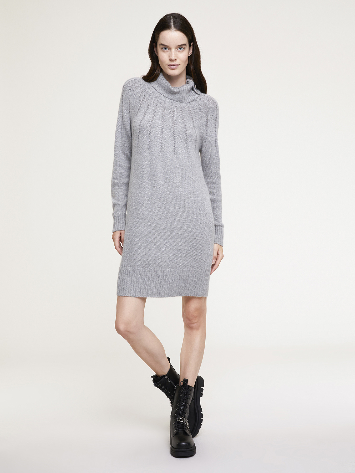 Angora blend knit dress with buttons image number 0