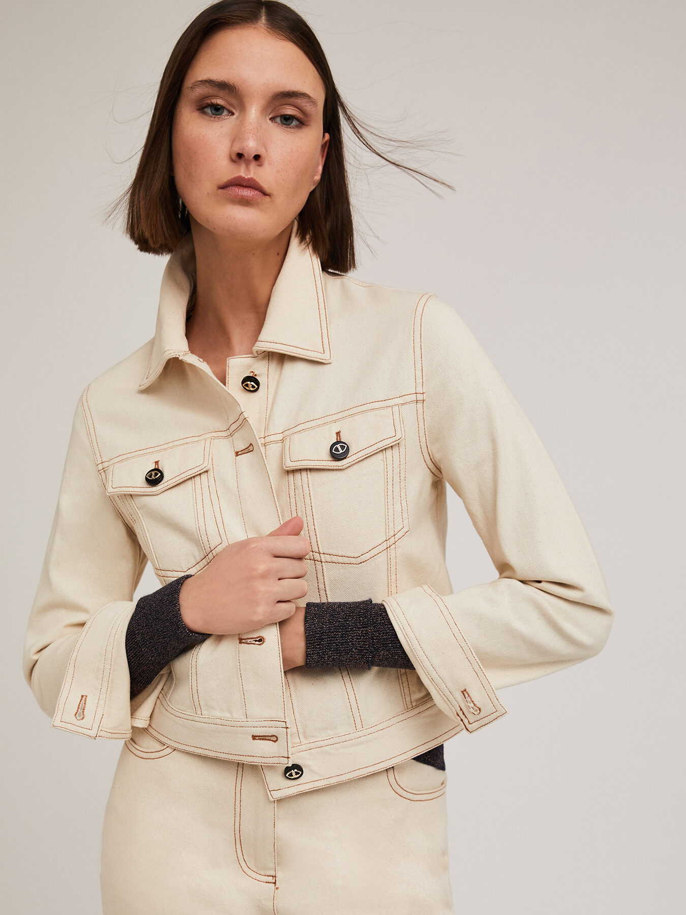 Drill jacket with contrast stitching image number 0