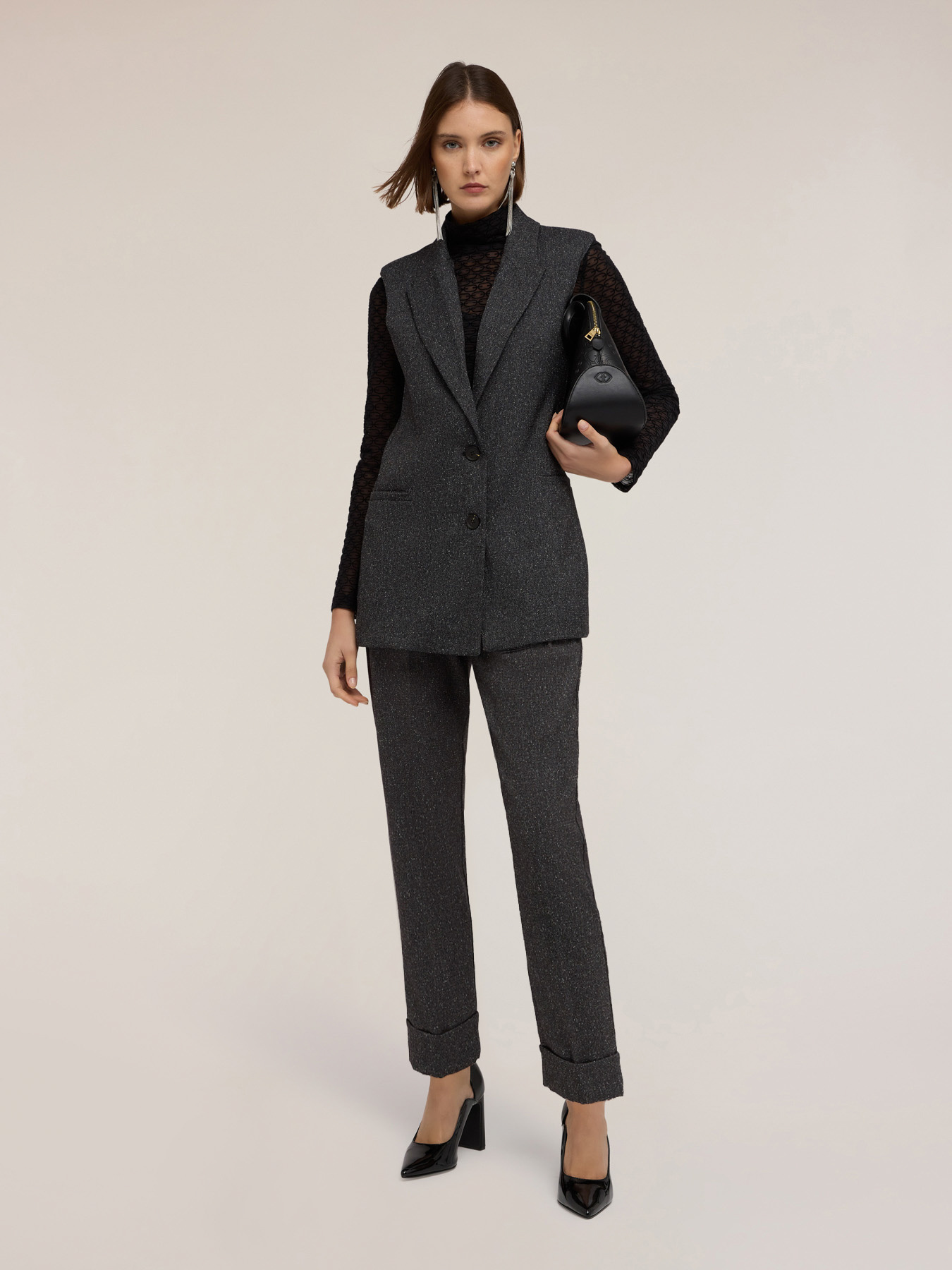 Pantalon à revers en fil teinté image number 0