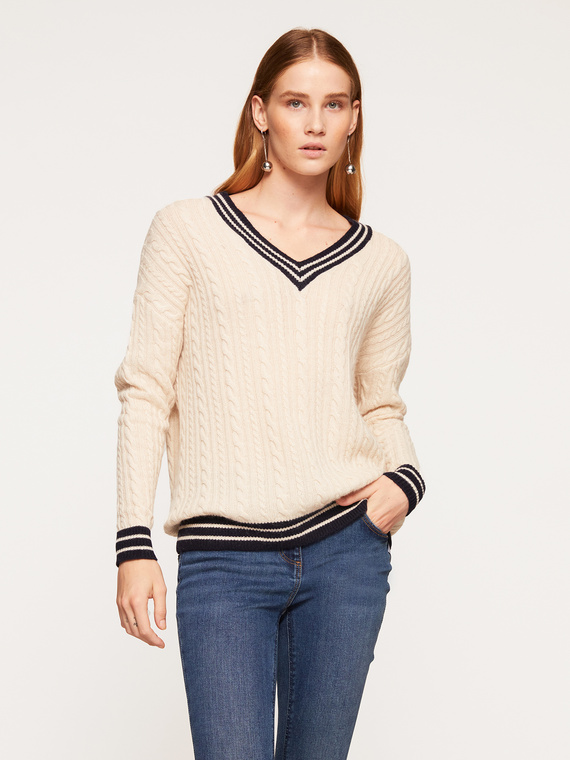 Angora blend cable pattern sweater