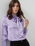 Satin blouse with bow image number 2