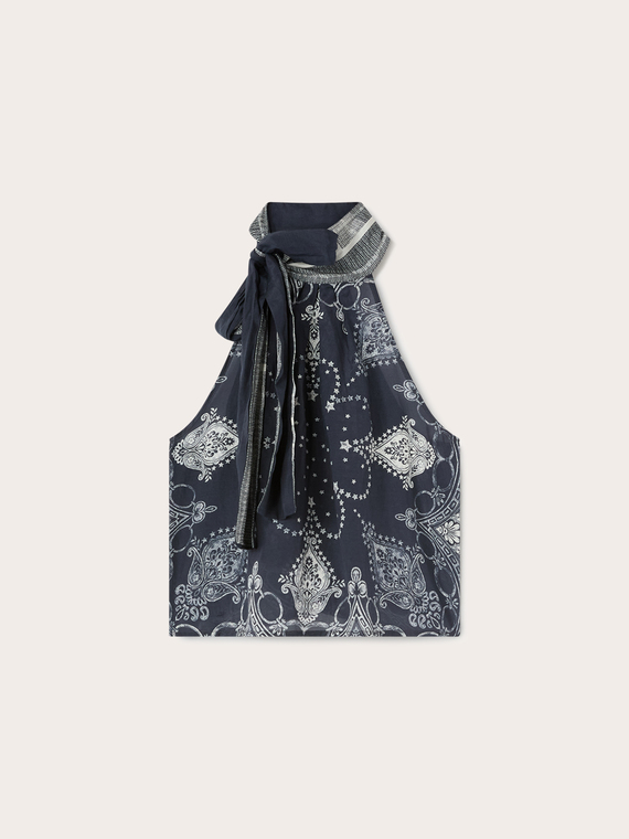 Top aus Baumwoll-Musselin mit Print