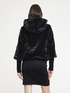 Short faux fur cape with knit cuffs image number 1