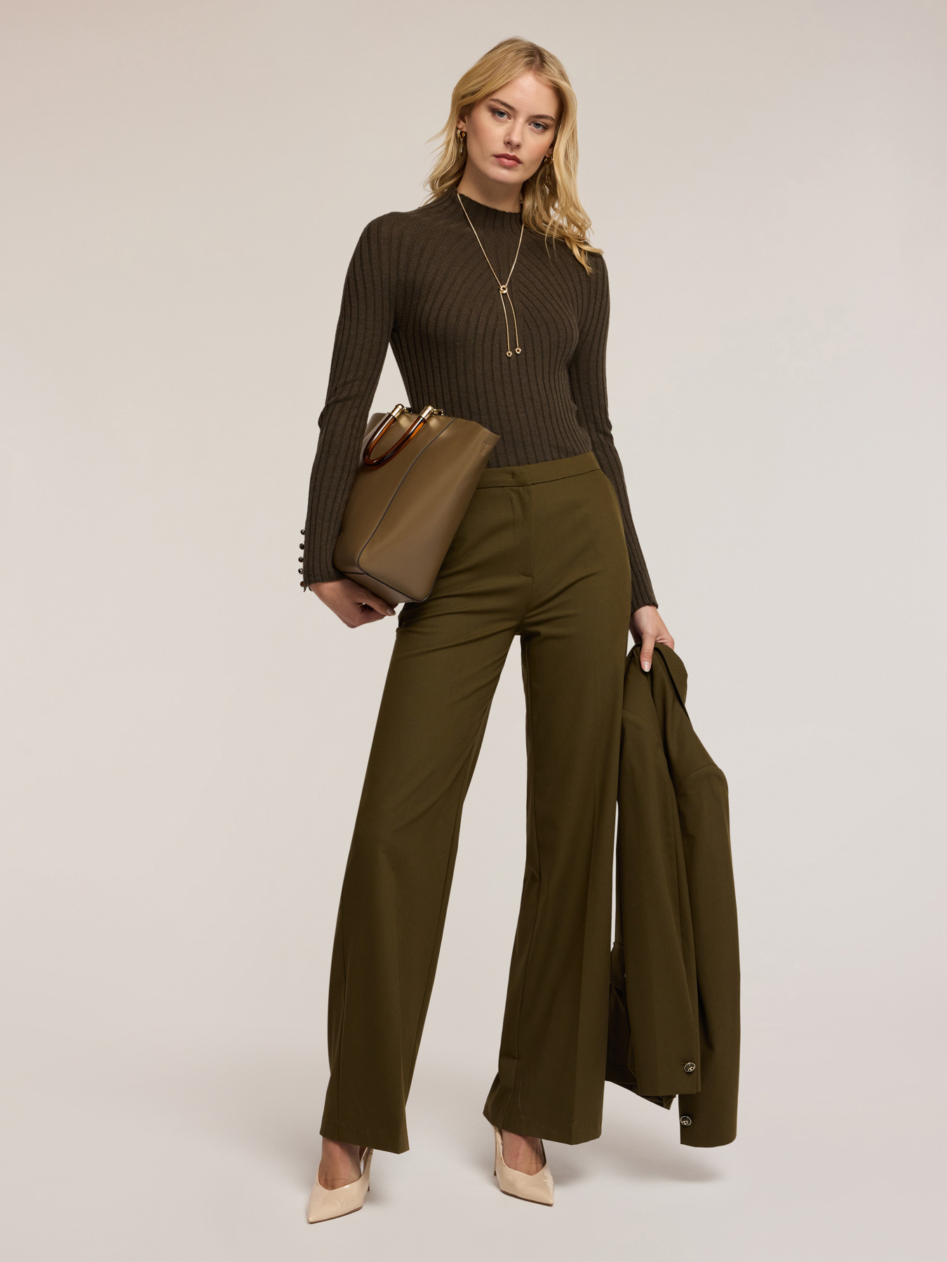 Ribbed turtleneck sweater with jewel buttons image number 3