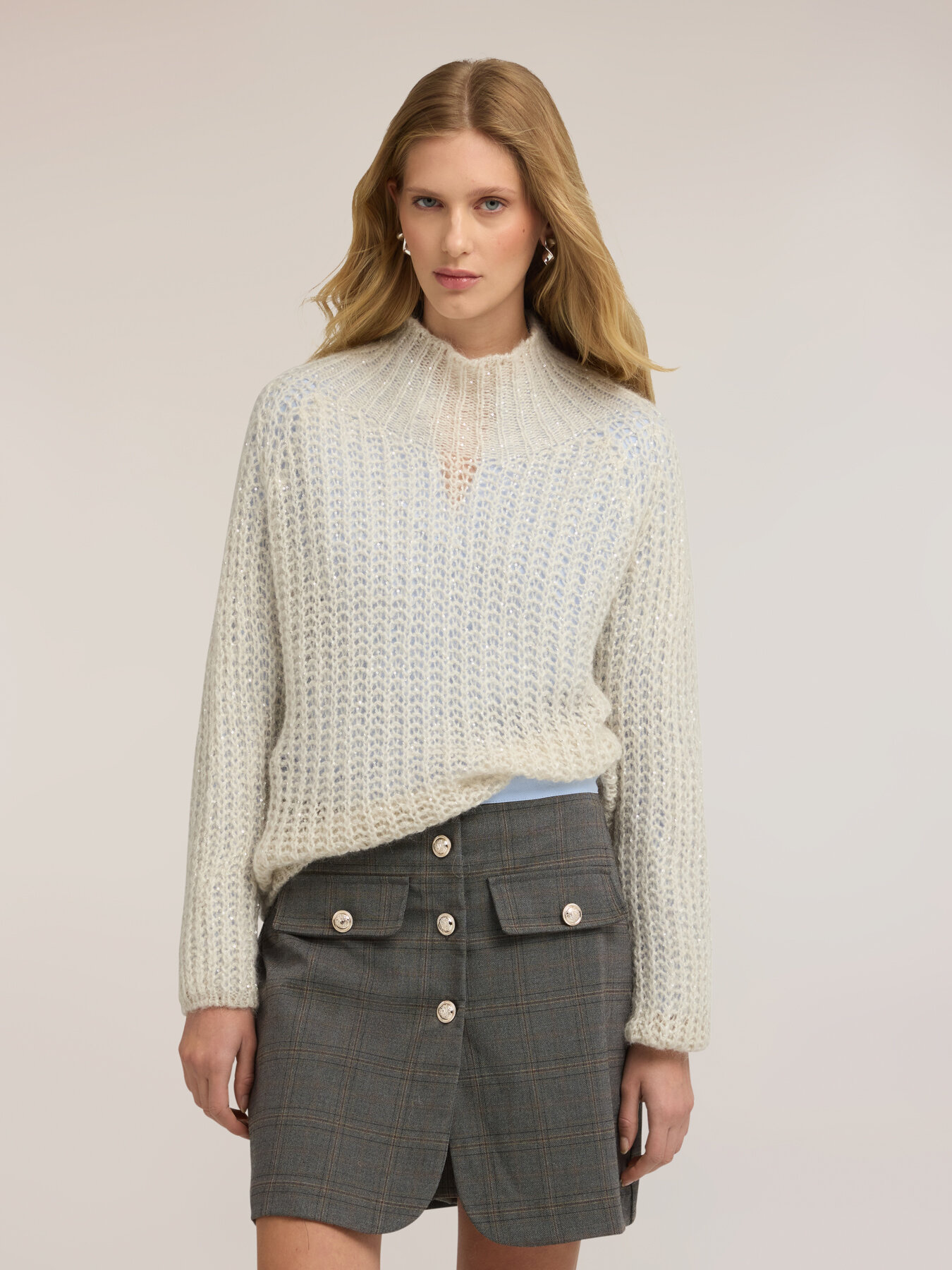 Mohair knit turtleneck with sequins image number 2