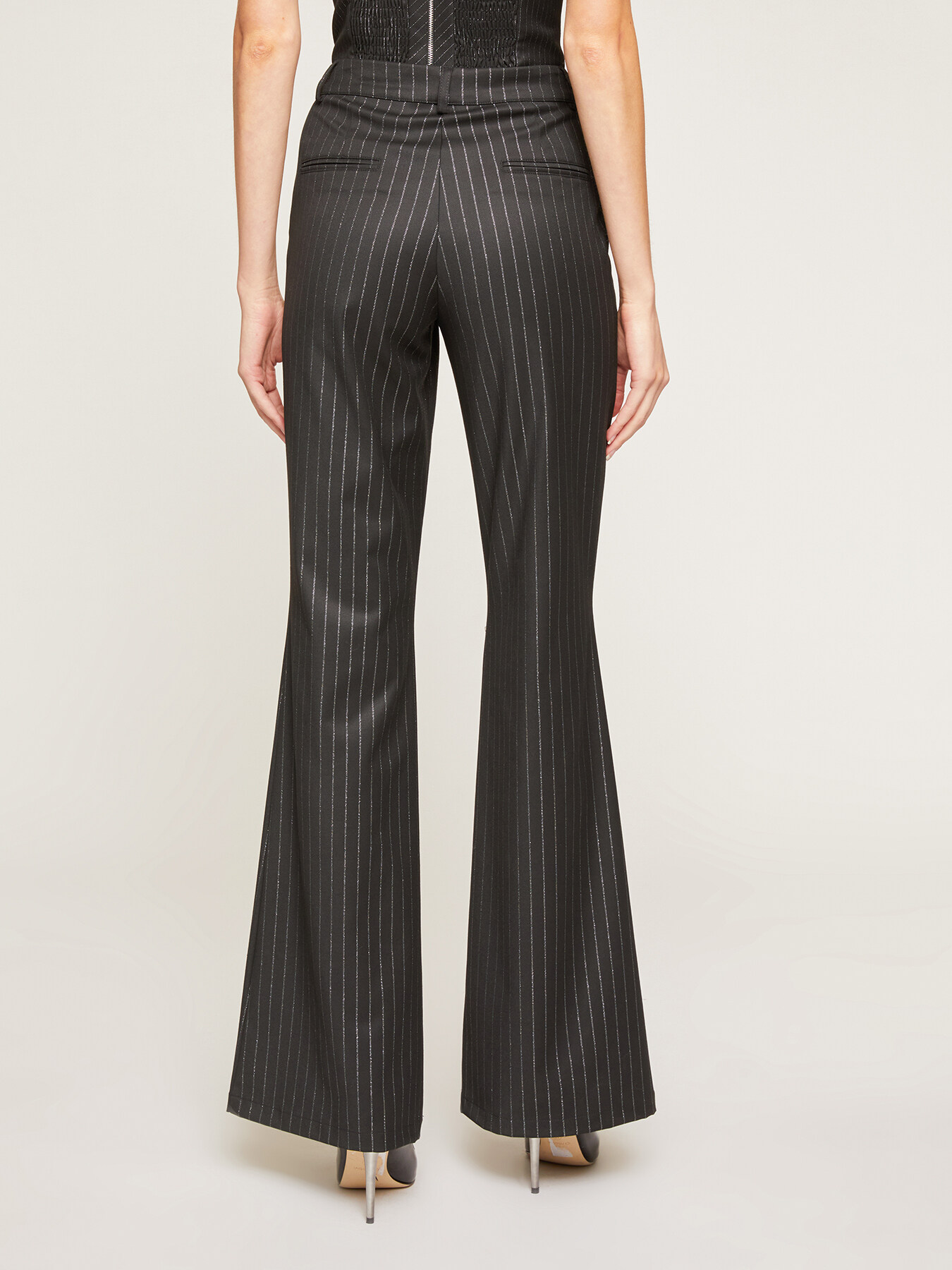 Pantaloni flare gessati lurex image number 1