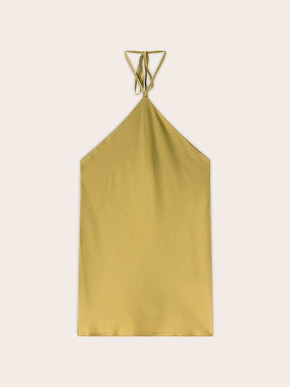 Satin top with halter neckline