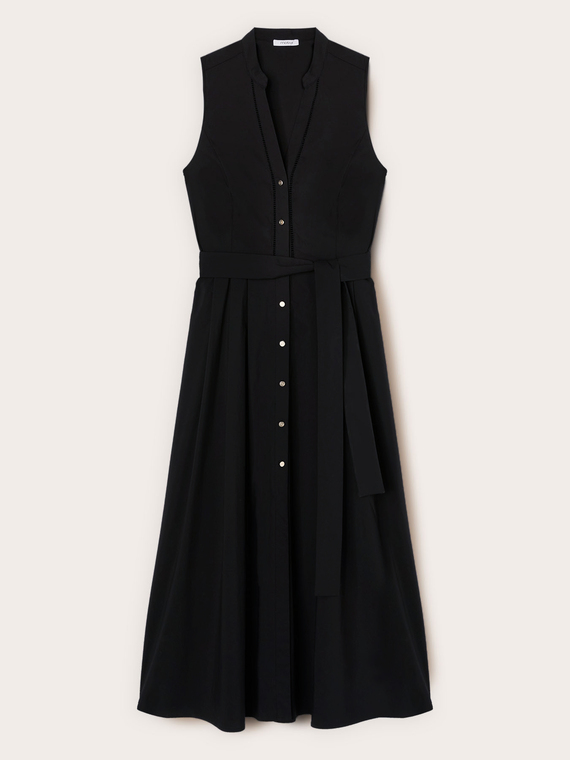 Vestido camisero largo en popel&iacute;n